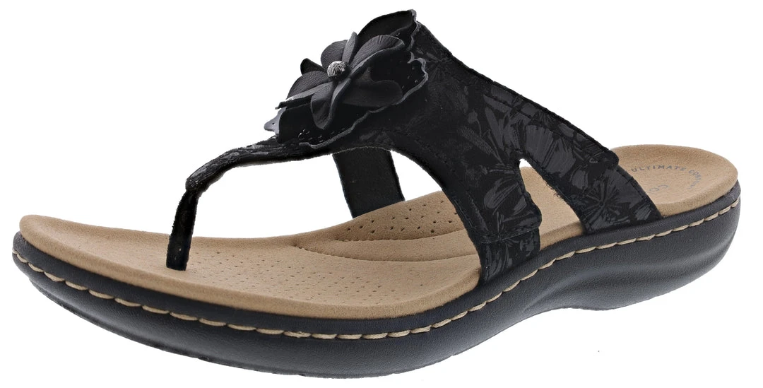 Clarks Women's Laurieann Gema Wide Width Flip Flop Sandals 1 Clarks Women's Laurieann Gema Wide Width Flip Flop Sandals