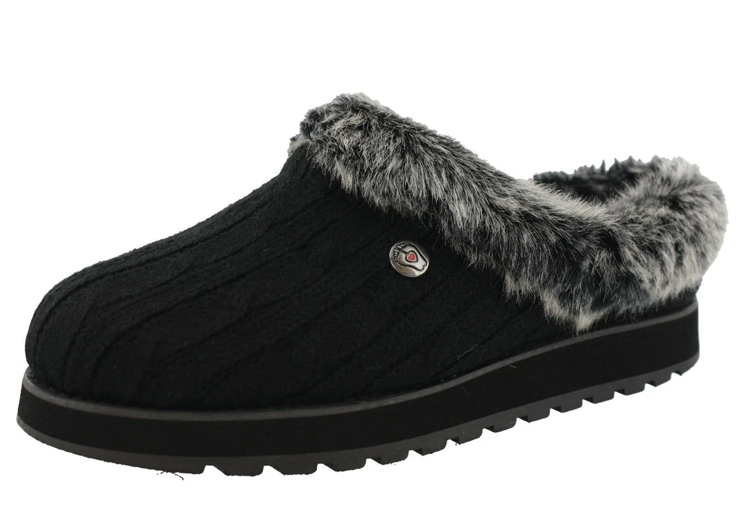 Skechers Women Medium Width Furry Cozy Open Back Slippers Ice Angel 1 Skechers Women Medium Width Furry Cozy Open Back Slippers Ice Angel