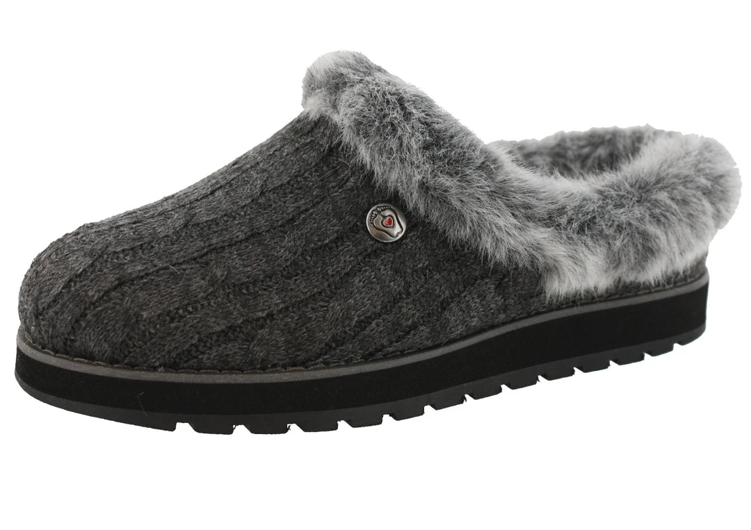 Skechers Women Medium Width Furry Cozy Open Back Slippers Ice Angel 17 Skechers Women Medium Width Furry Cozy Open Back Slippers Ice Angel