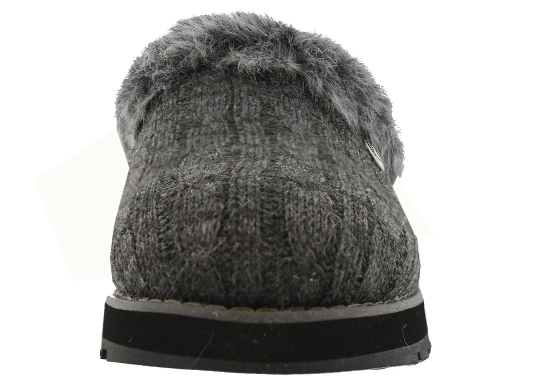 Skechers Women Medium Width Furry Cozy Open Back Slippers Ice Angel 8 Skechers Women Medium Width Furry Cozy Open Back Slippers Ice Angel