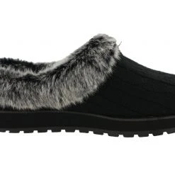 Skechers Women Wide Width Furry Cozy Open Back Slippers Ice Angel