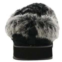 Skechers Women Wide Width Furry Cozy Open Back Slippers Ice Angel