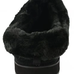 Skechers Women Wide Width Furry Cozy Open Back Slippers Ice Angel